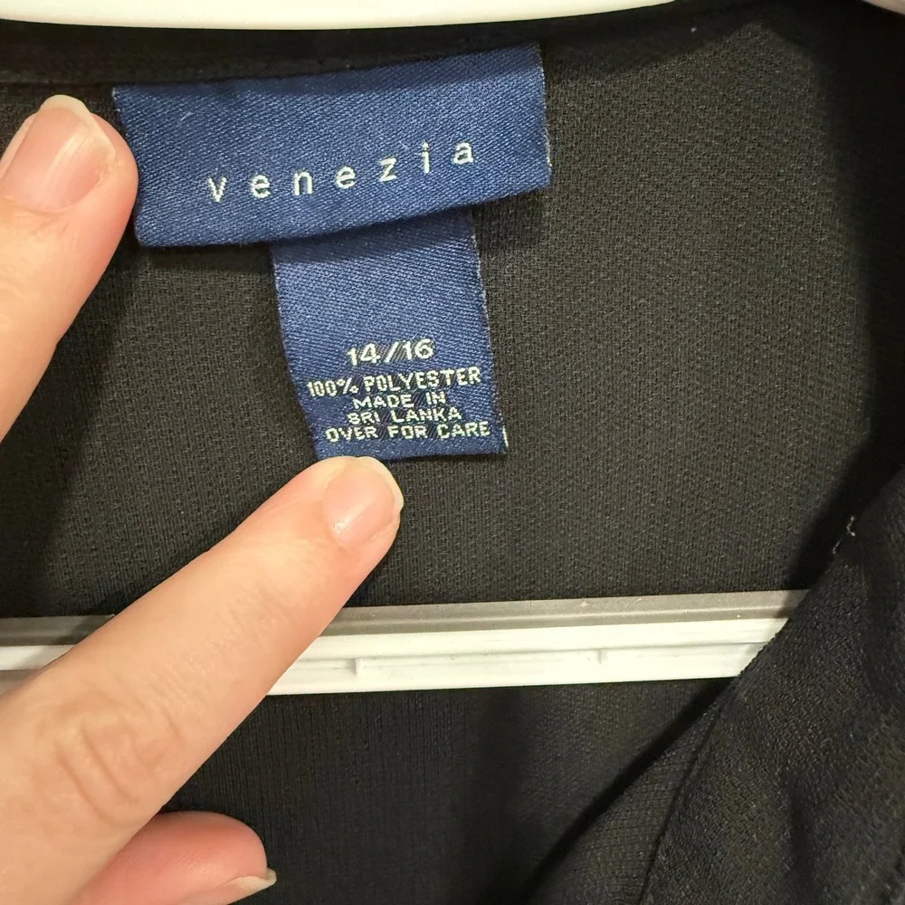 Venezia Women's Black 3/4 Sleeve Button Down Sheer Blouse Top Plus Size‎ 14/16 - Picture 4 of 6